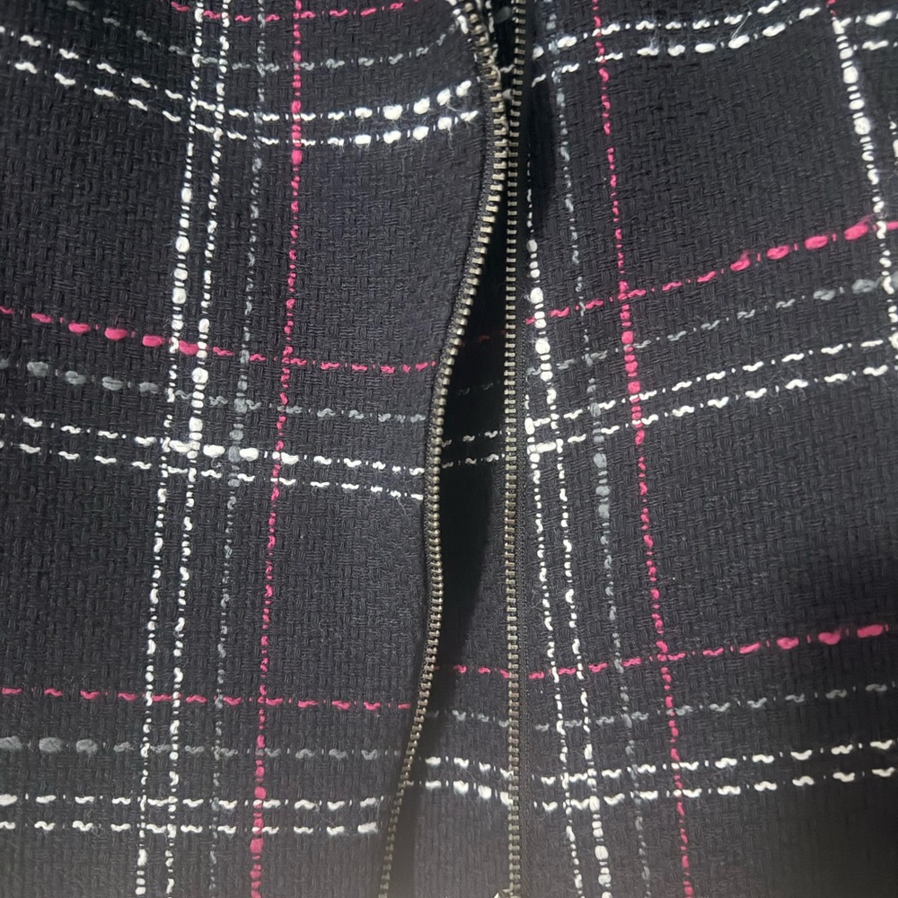 Bandolino Black Plaid Tweed Moto Blazer Jacket Size 16 Pink White - Picture 5 of 6